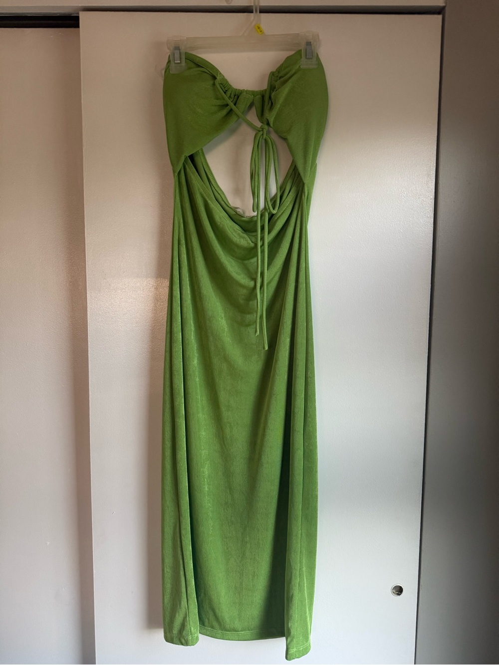 Derek heart green Backless Maxi Dress with Front Tie